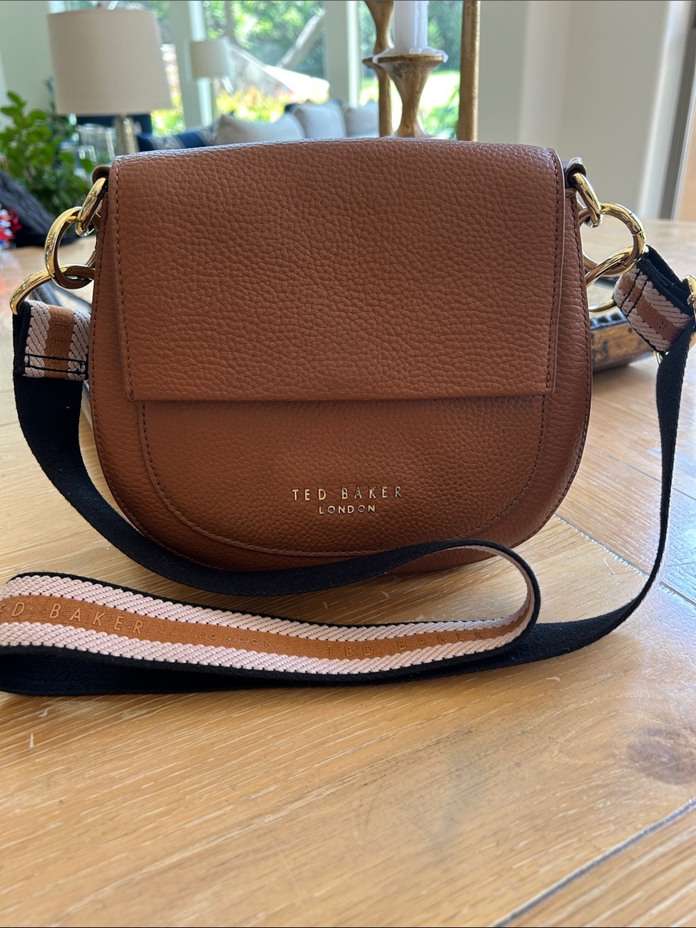 Ted Baker Brown Leather Crossbody with Branded Strap